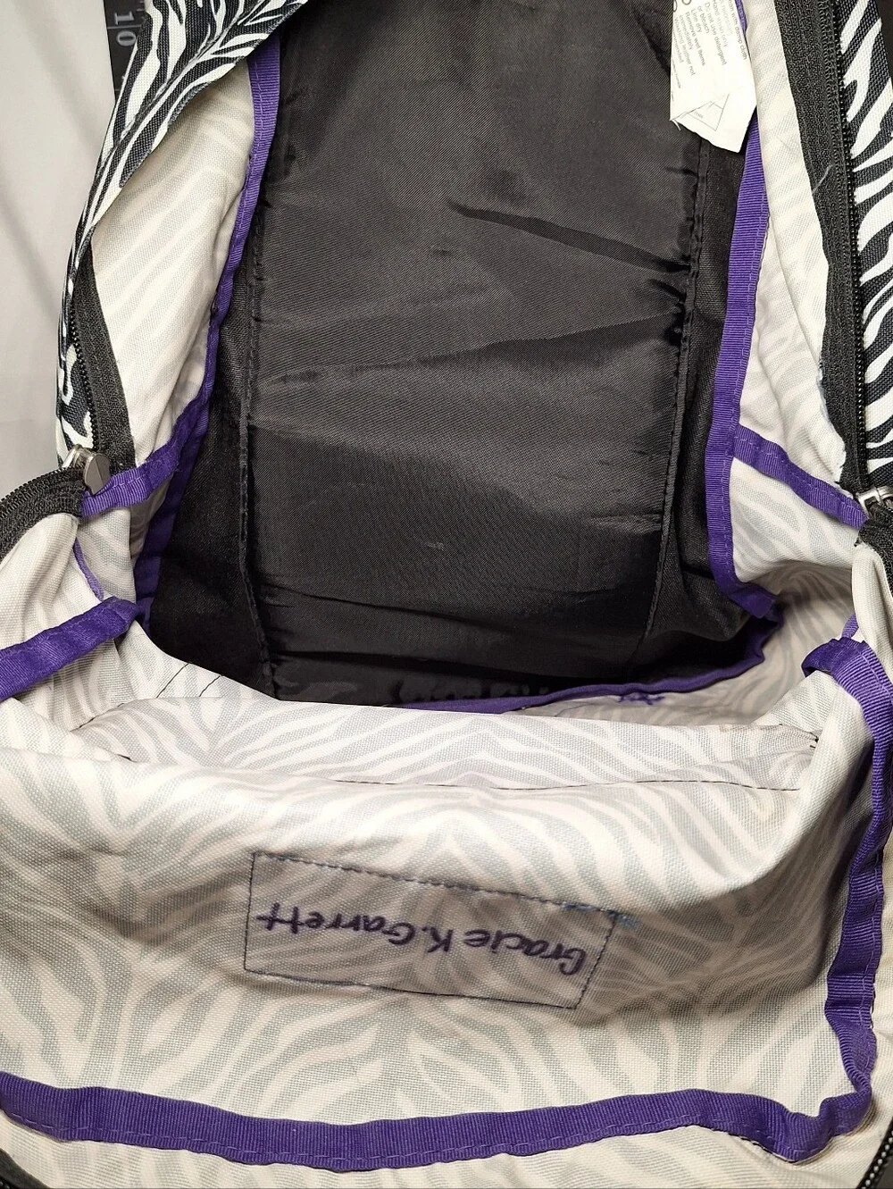 Jansport Backpack Zebra Black White w/ Purple Accents